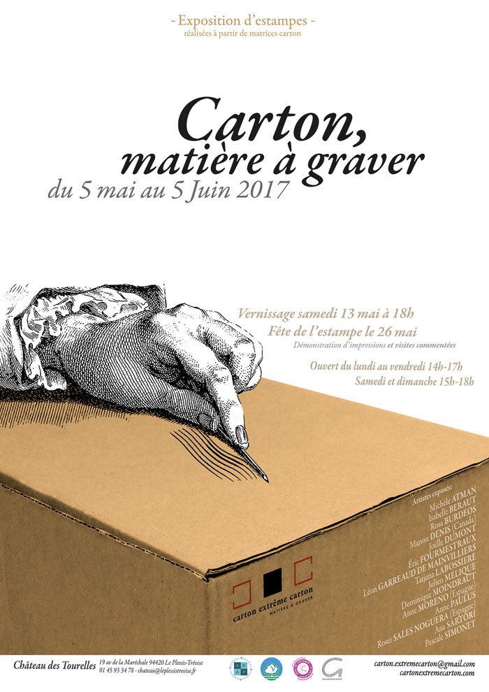 carton d'invitation de la galerie Schumm-Braunstein pour l'exposition "Carton, matière à graver"