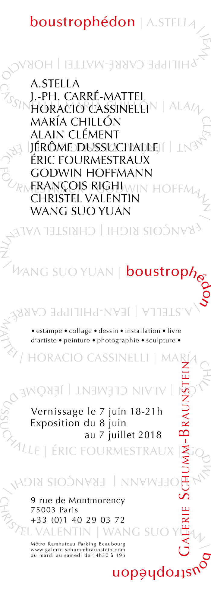Invitation à l'exposition "Boustrophéon"