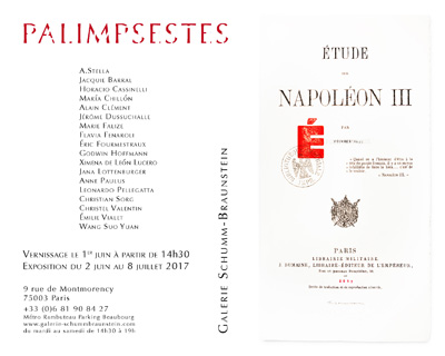Carton d'invitation pour l'exposition  "Palimpseste" à la galerie Schumm-Braunstein