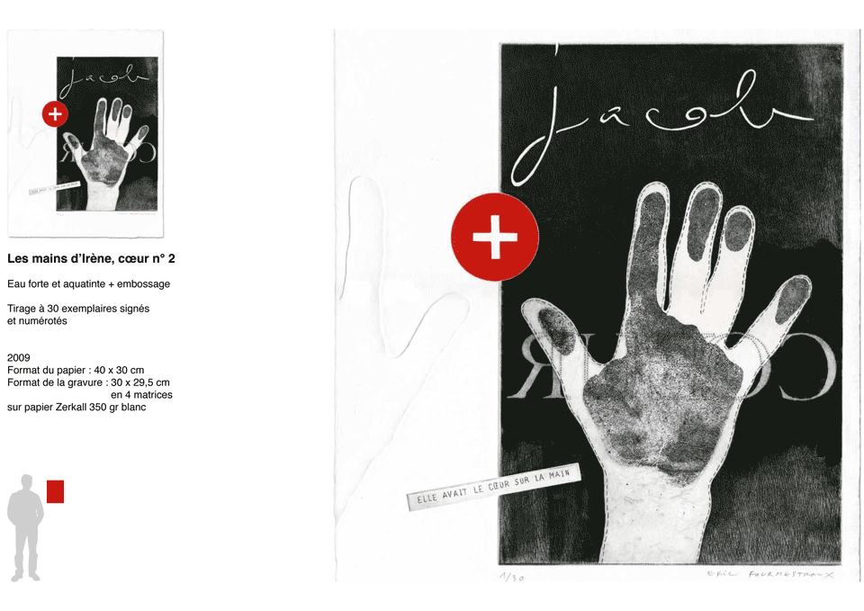 Gravure "Les mains d'Irène, coeur n°2"
